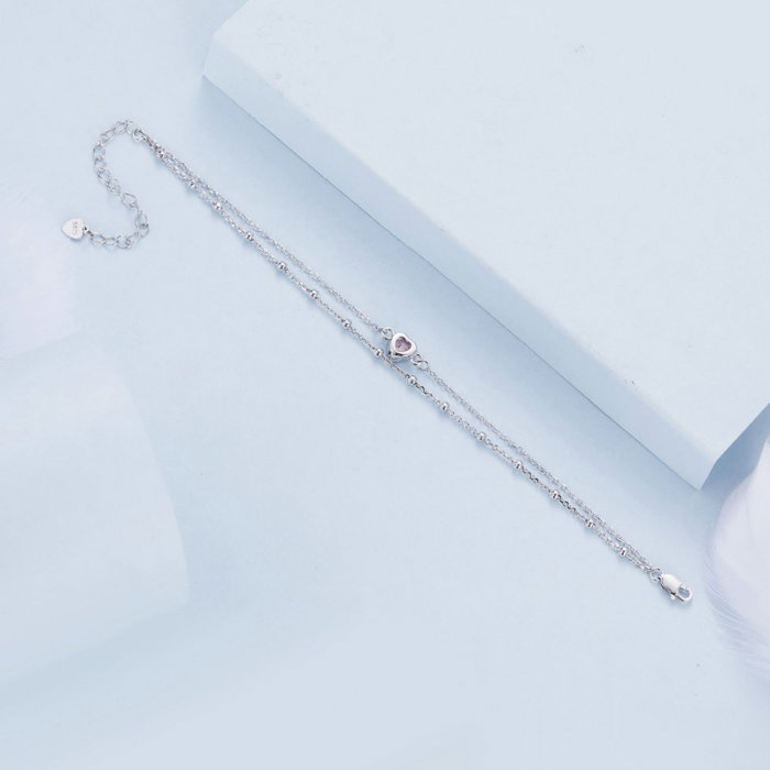 Bratara argint lant dublu in forma de inima [6]