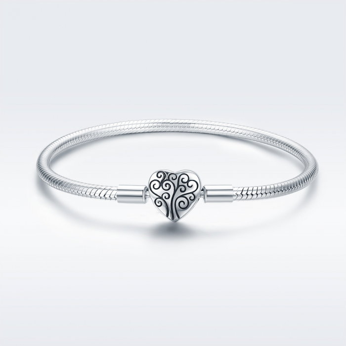 Bratara argint pentru talismane, cu inima [2]