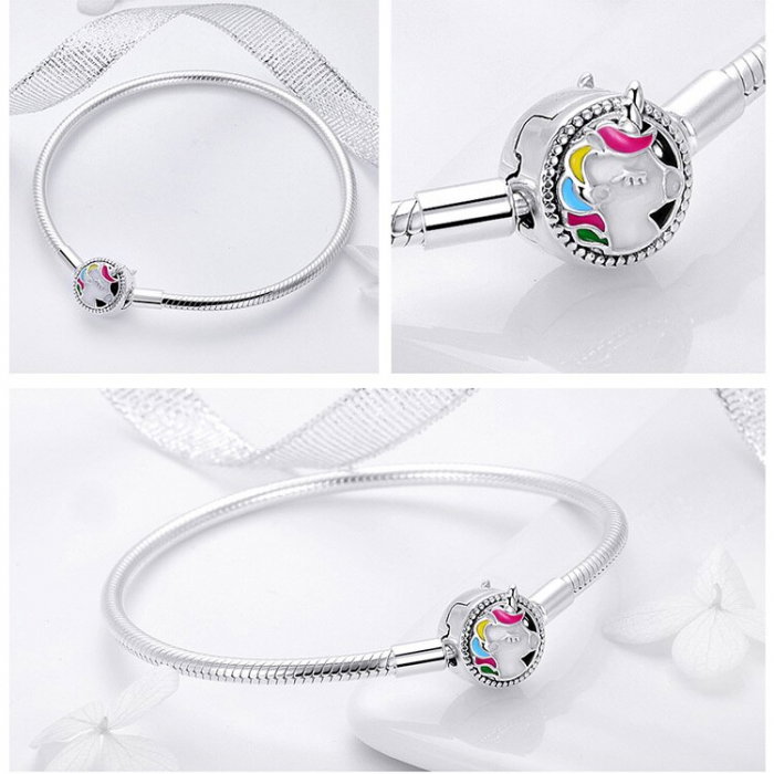 Bratara argint pentru talismane cu Unicorn [6]