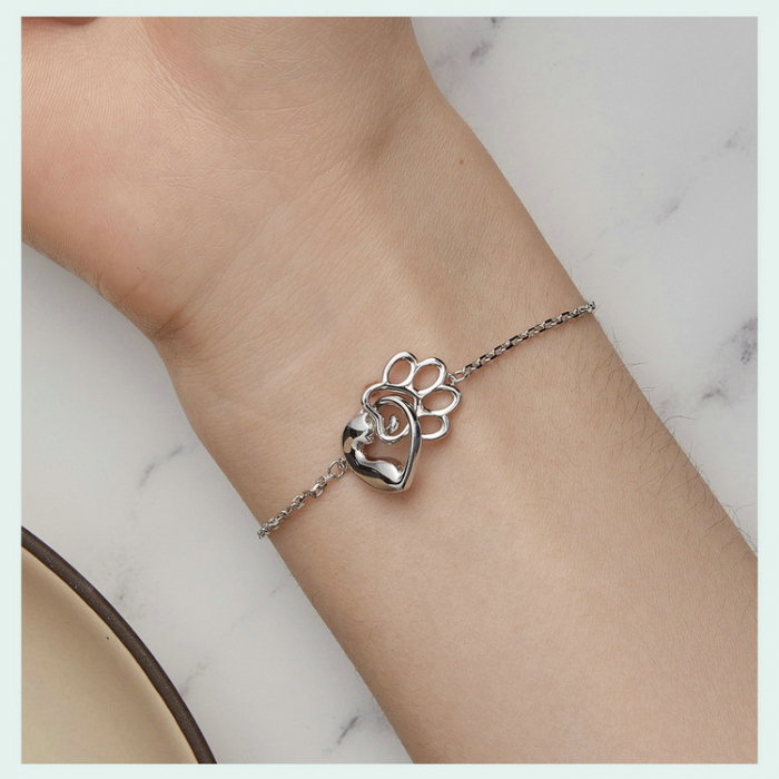 Bratara argint pisica draguta si urma de labuta [14]