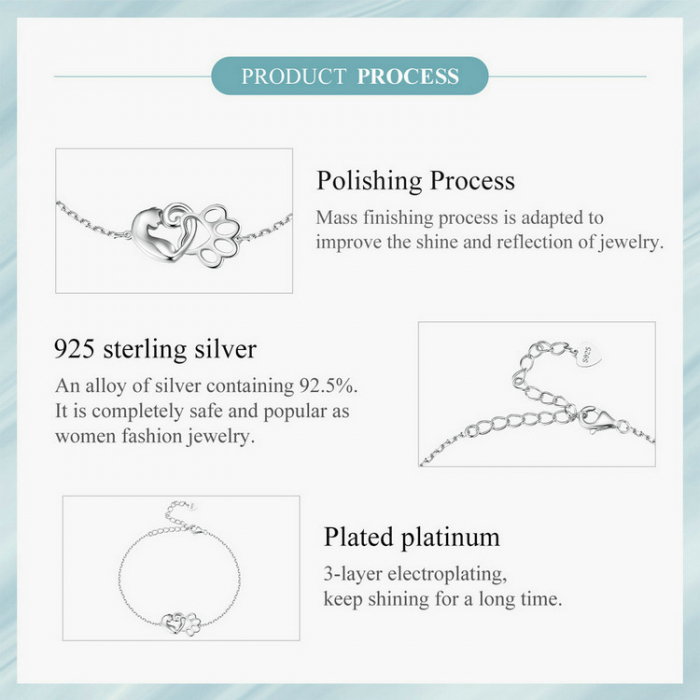 Bratara argint pisica draguta si urma de labuta [13]