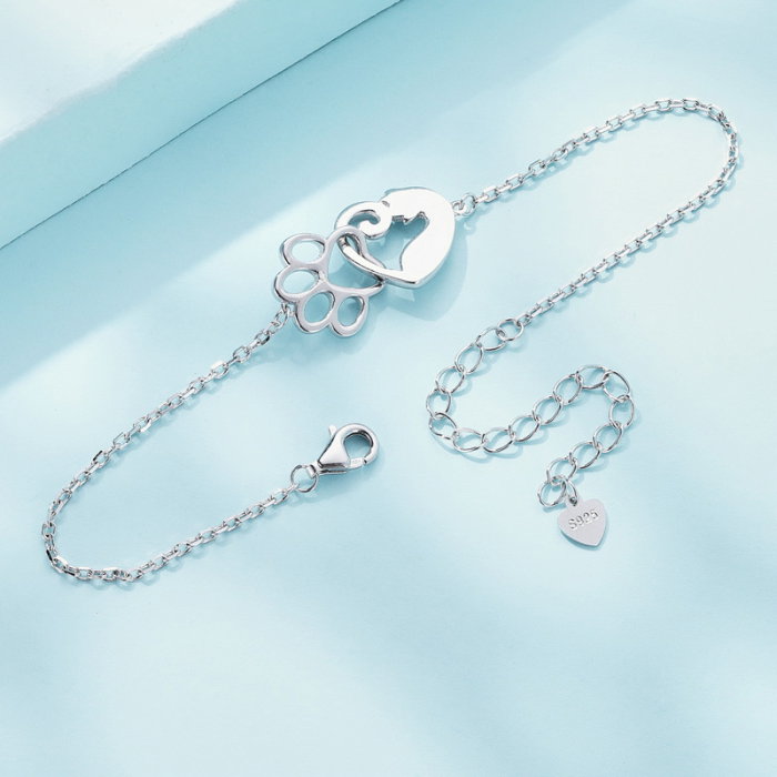 Bratara argint pisica draguta si urma de labuta [7]