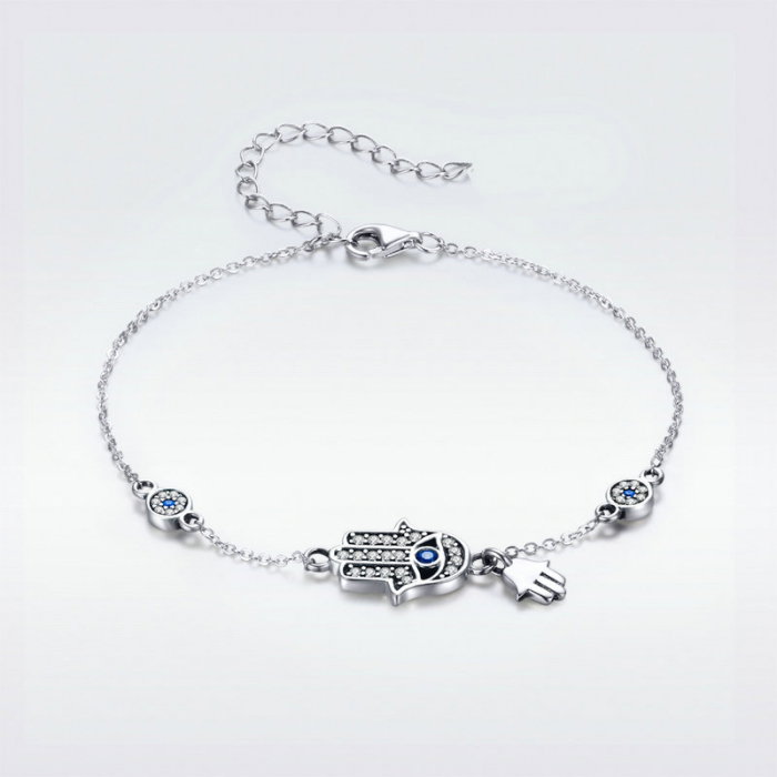 Bratara argint reglabila cu cu Mana lui Fatima (Hamsa) [7]