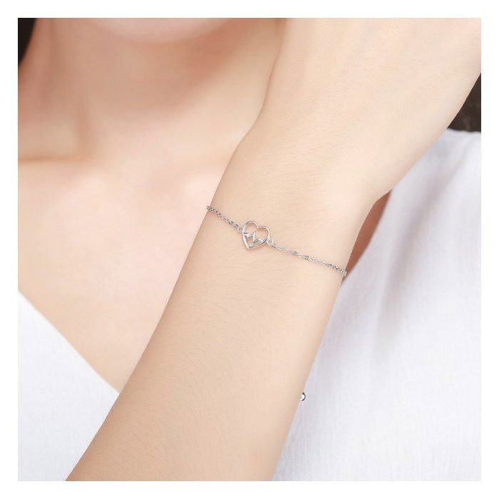 Bratara argint reglabila cu inima si puls [2]