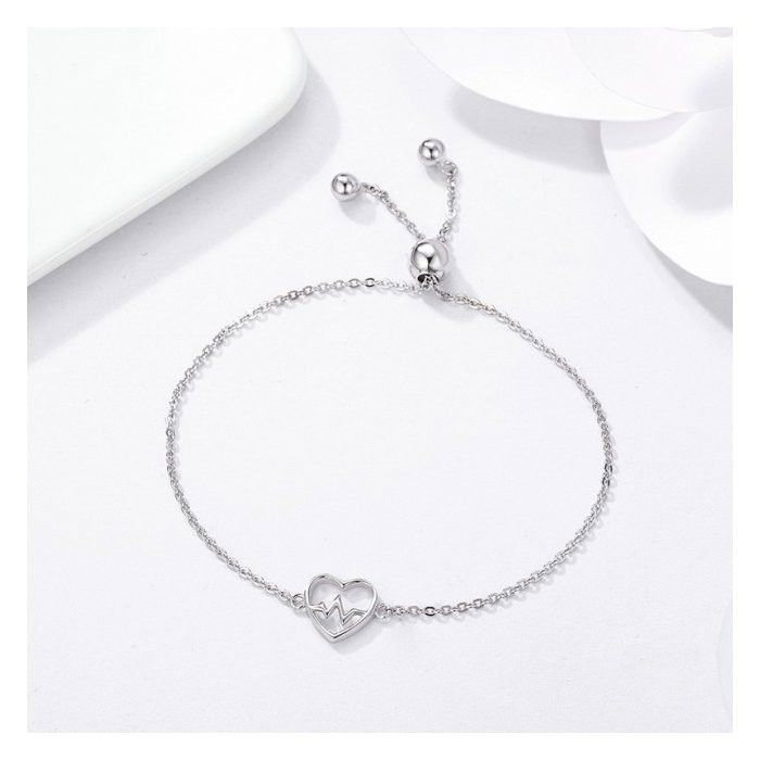 Bratara argint reglabila cu inima si puls [3]