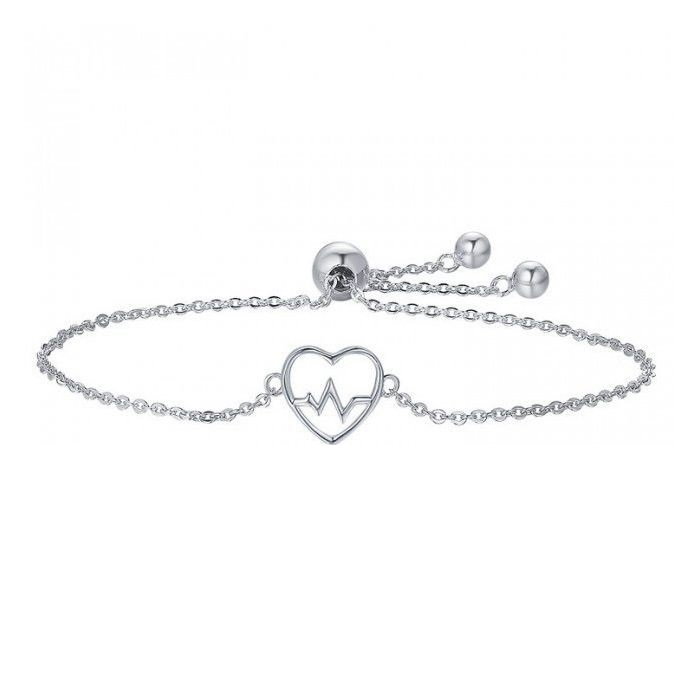 Bratara argint reglabila cu inima si puls [1]