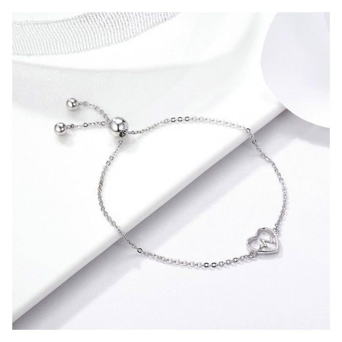 Bratara argint reglabila cu inima si puls [4]