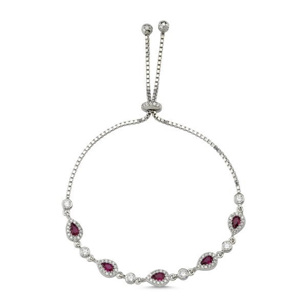 Bratara argint reglabila cu zirconii rubinii [1]