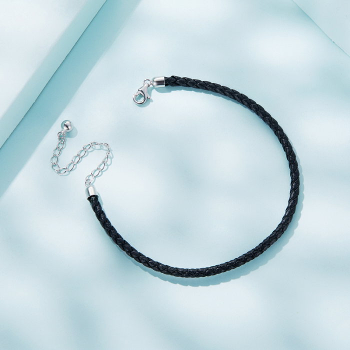 Bratara argint si piele impletita [5]