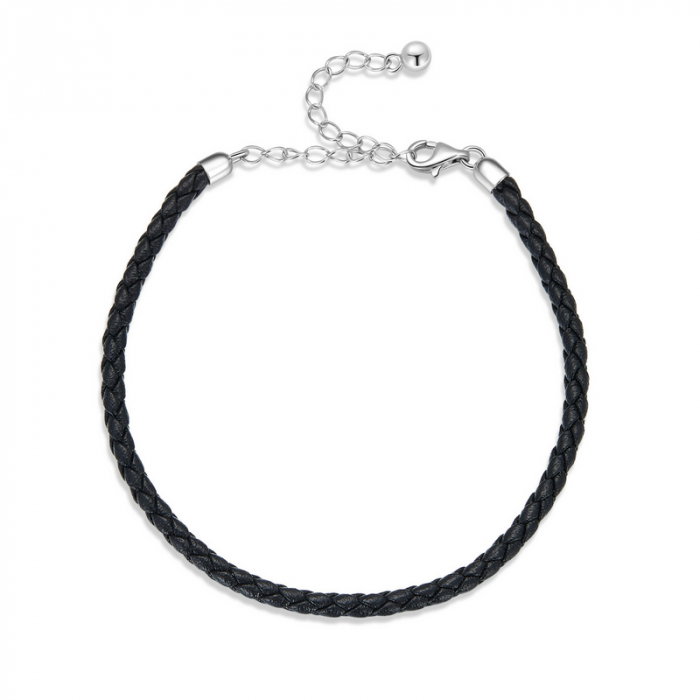 Bratara argint si piele impletita [1]