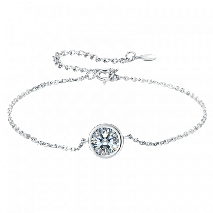 Bratara argint simpla cu zirconiu placata cu rodiu [1]