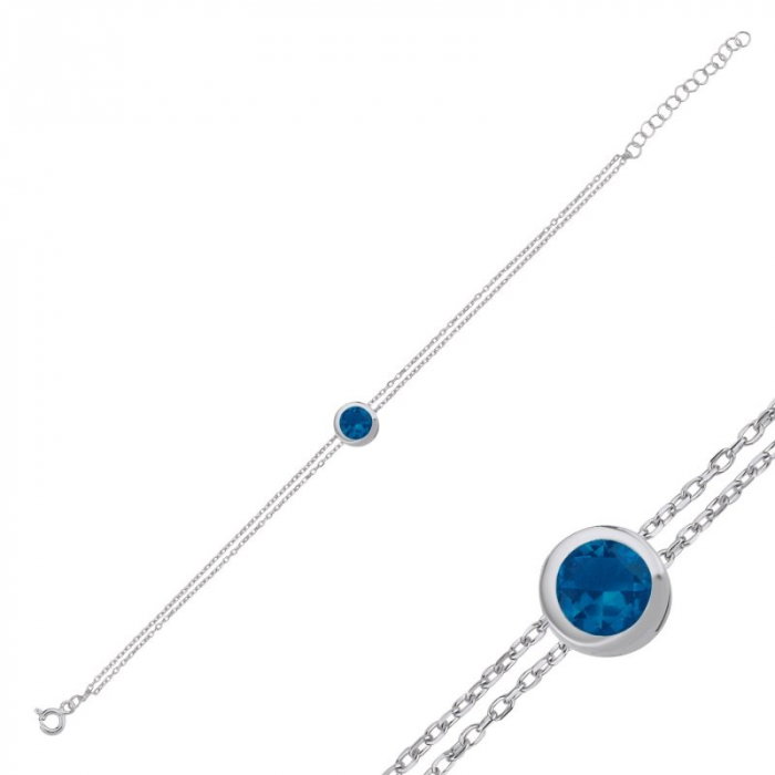 Bratara argint Solitaire cu zirconii acvamarin [2]