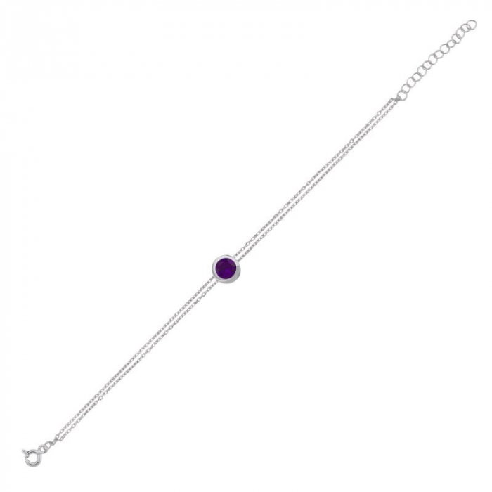 Bratara argint Solitaire cu zirconii ametist [1]