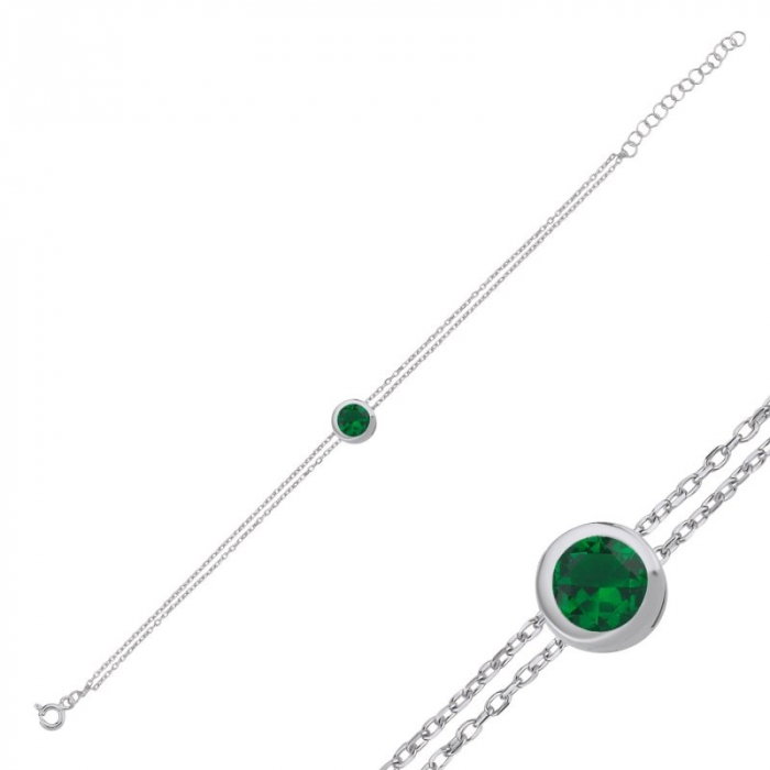 Bratara argint Solitaire cu zirconii emerald [2]