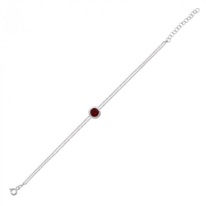 Bratara argint Solitaire cu zirconii rosii granat [2]