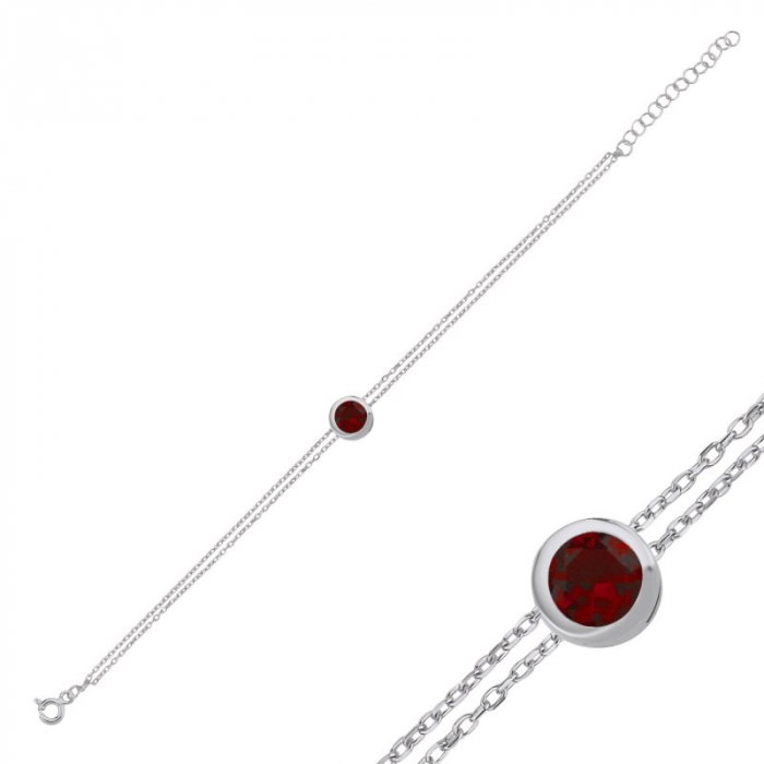 Bratara argint Solitaire cu zirconii rosii granat [1]