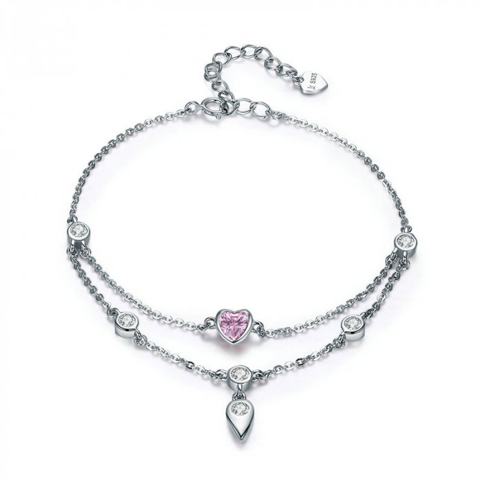 Bratara argint Sweetheart cu inimioara roz [1]