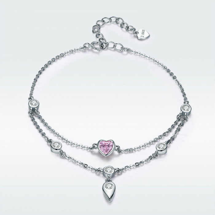 Bratara argint Sweetheart cu inimioara roz [4]