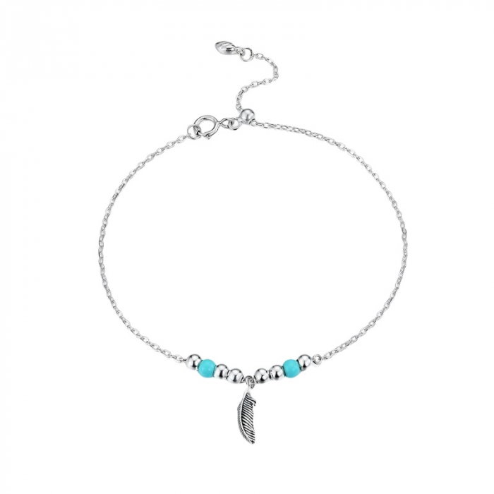 Bratara argint trib mistic cu pana si margele [1]