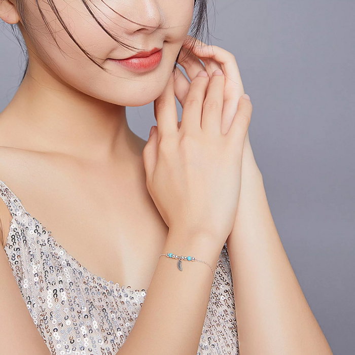 Bratara argint trib mistic cu pana si margele [2]