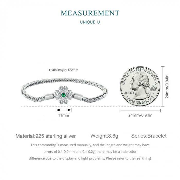 Bratara argint trifoi cu patru foi [14]
