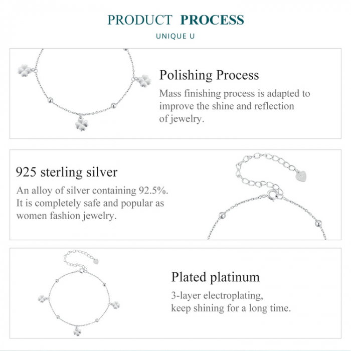 Bratara argint trifoi cu patru foi [9]
