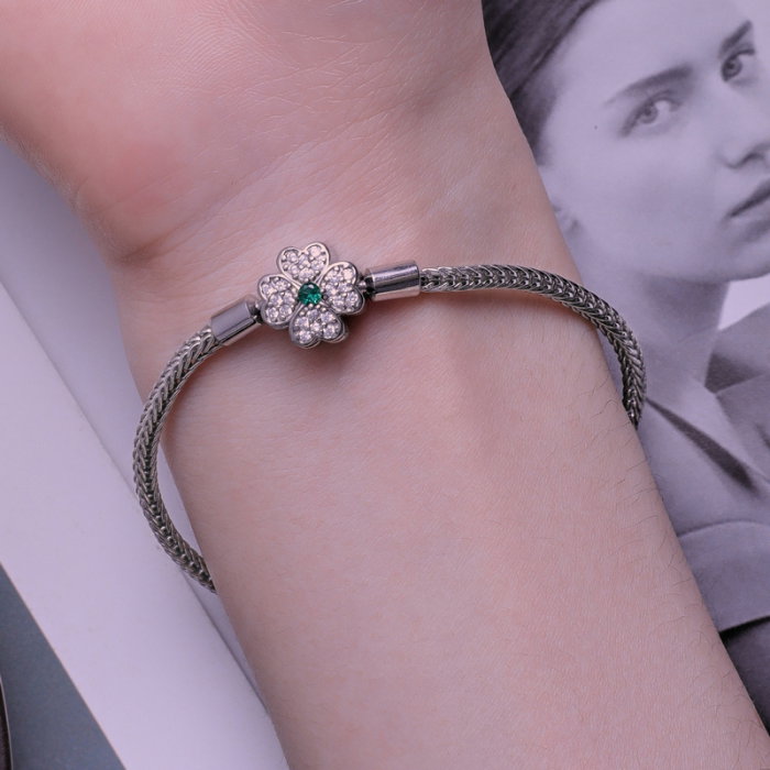 Bratara argint trifoi cu patru foi [13]