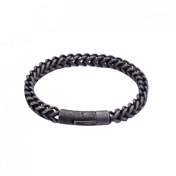 Bratara gri din inox antichizat cu lant tip sarpe de 6 mm [1]