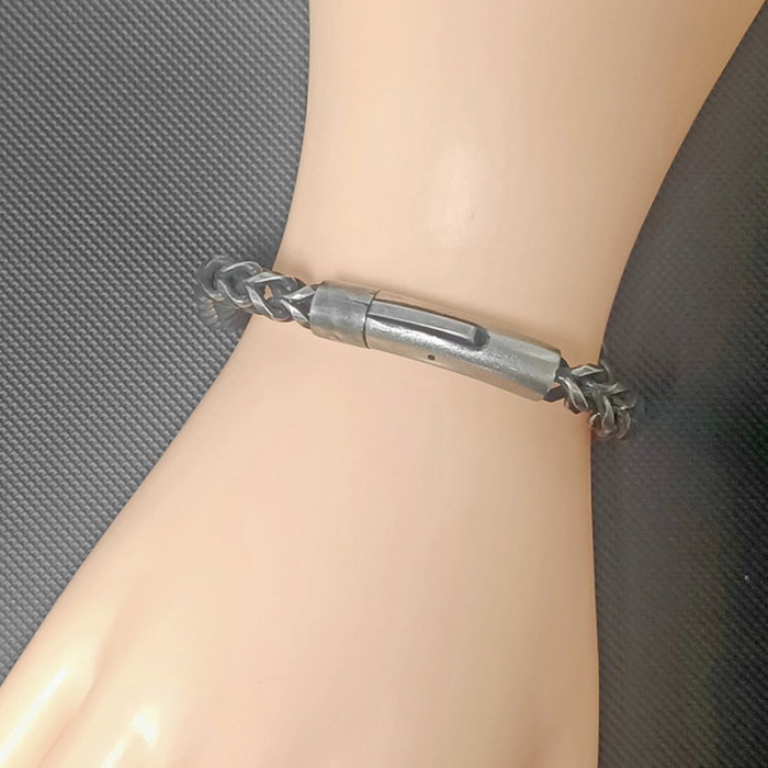 Bratara gri din inox antichizat cu lant tip sarpe de 6 mm [5]