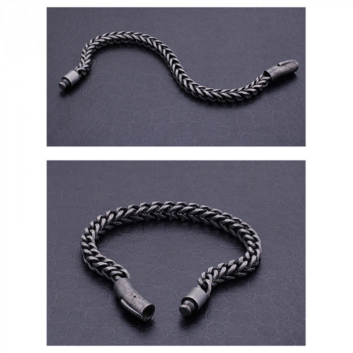 Bratara gri din inox antichizat cu lant tip sarpe de 6 mm [3]