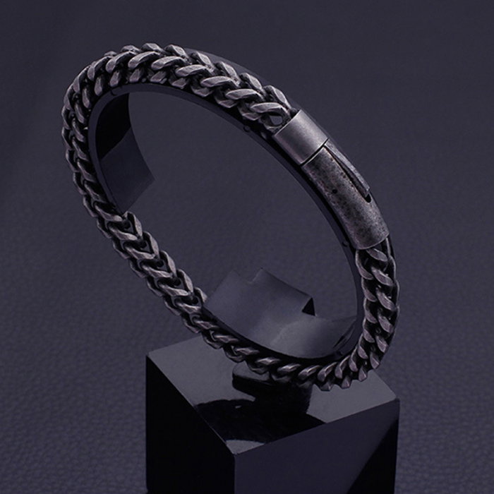 Bratara gri din inox antichizat cu lant tip sarpe de 6 mm [2]