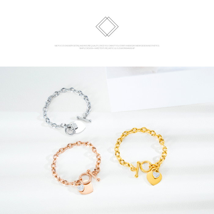 Bratara aurie cu inimioara dubla – Eleganta si feminitate rafinata [9]