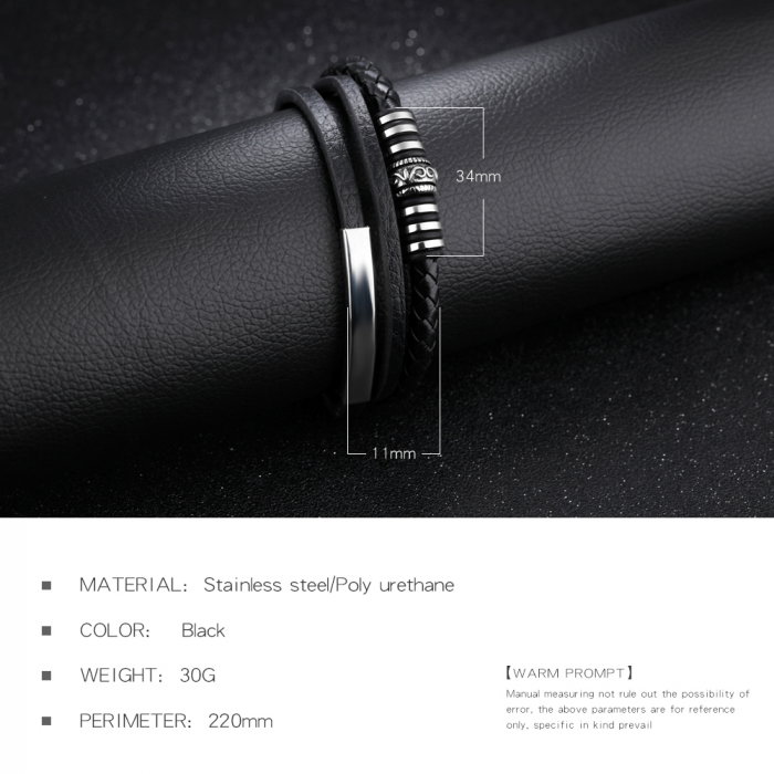 Bratara Casual tripla din piele si inox [10]