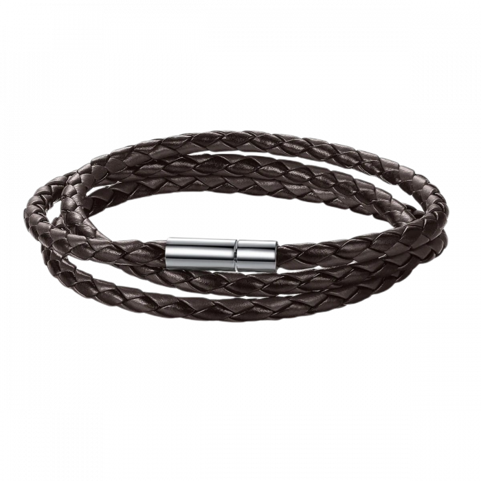 Bratara / Colier din piele maron impletita cu inchidere magnetica, BSTF0007 [6]