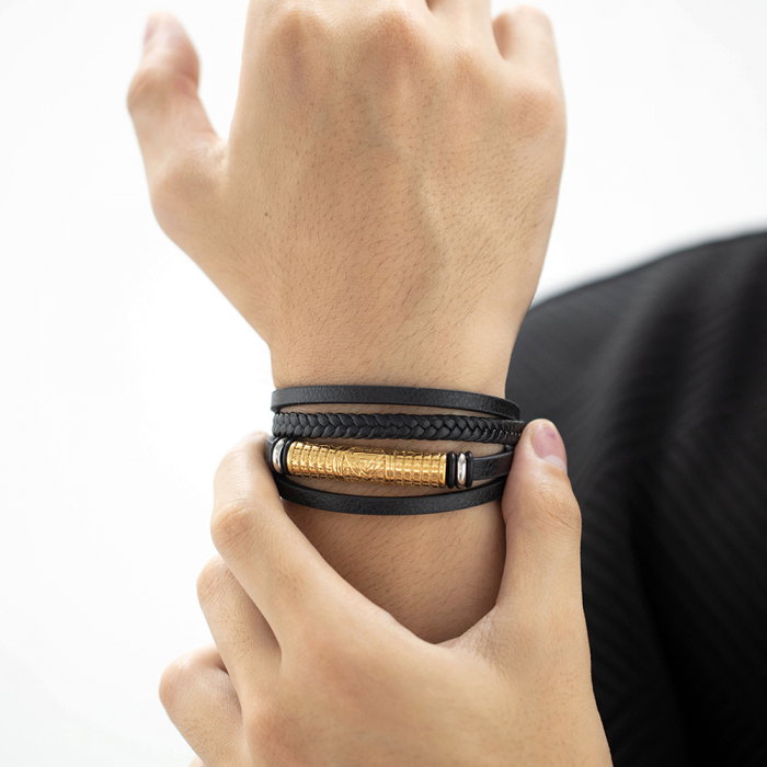 Bratara cool din  inox si piele [8]