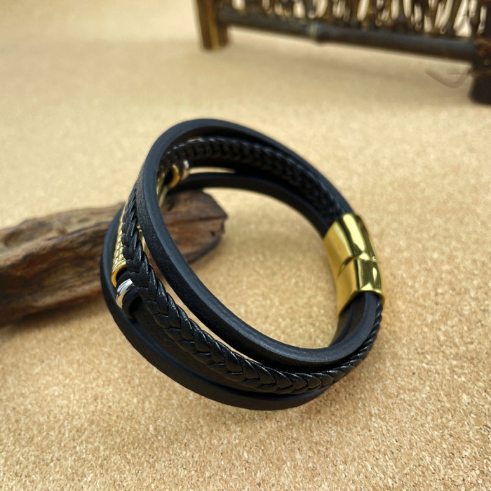 Bratara cool din  inox si piele [5]