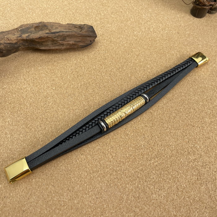 Bratara cool din  inox si piele [7]