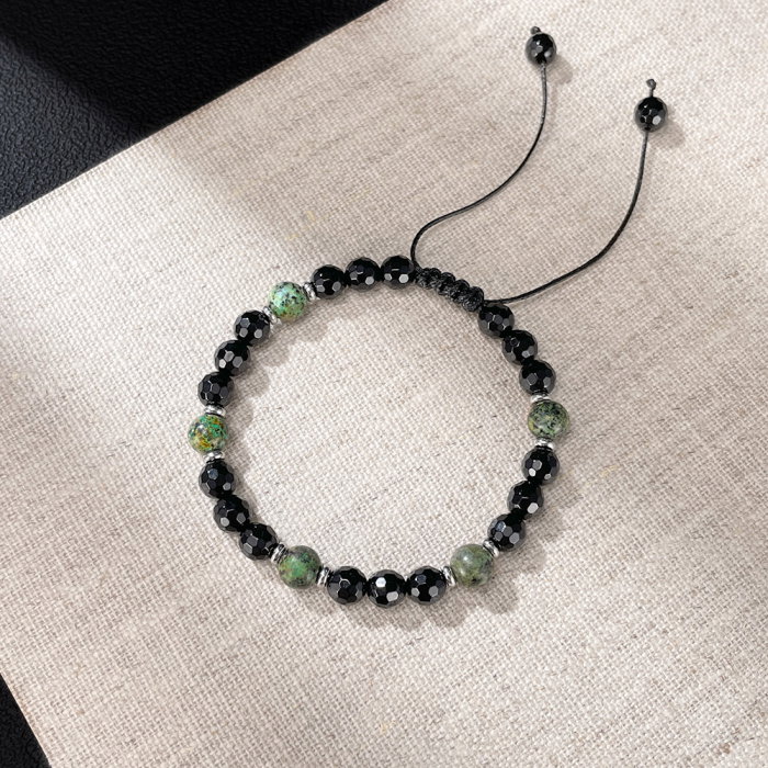 Bratara cu Pietre Naturale Verzi si Negre – Energie si Echilibru [3]
