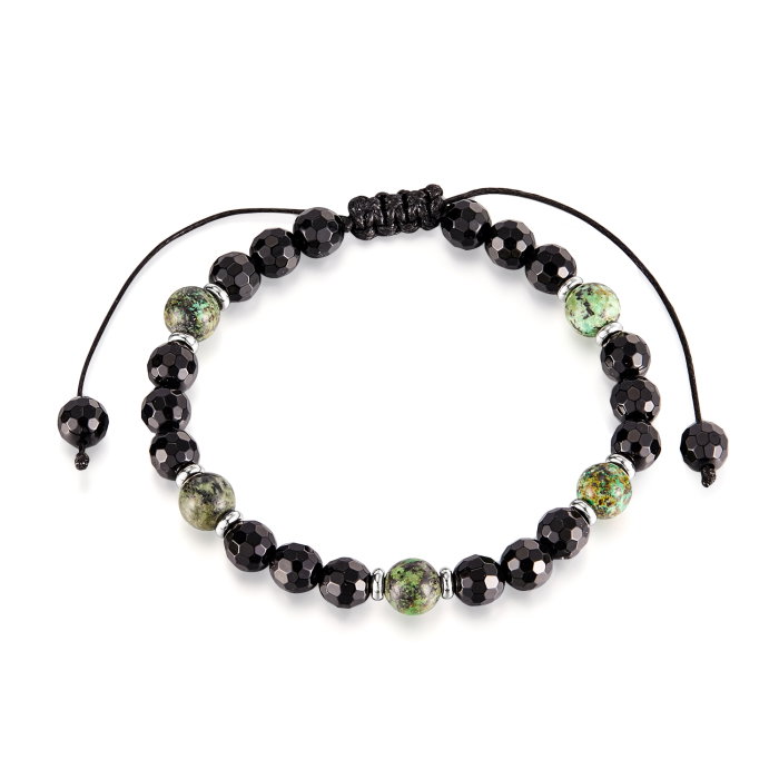 Bratara cu Pietre Naturale Verzi si Negre – Energie si Echilibru [1]