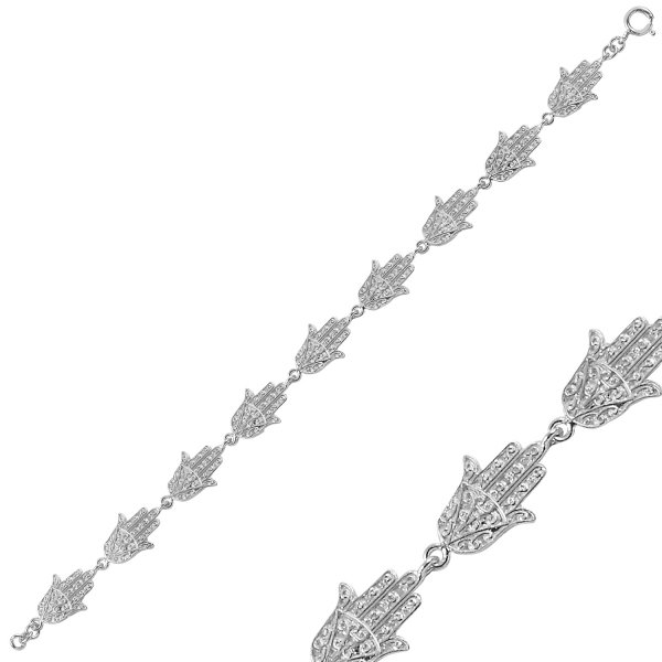 Bratara din argint placata cu rodiu, cu Mana lui Fatima (Hamsa) [1]