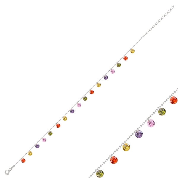 Bratara din argint placata cu rodiu cu zirconii multicolore [1]
