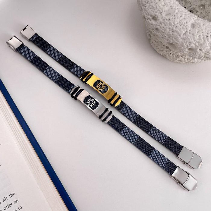 Bratara din inox si piele cu placuta cu carma [9]