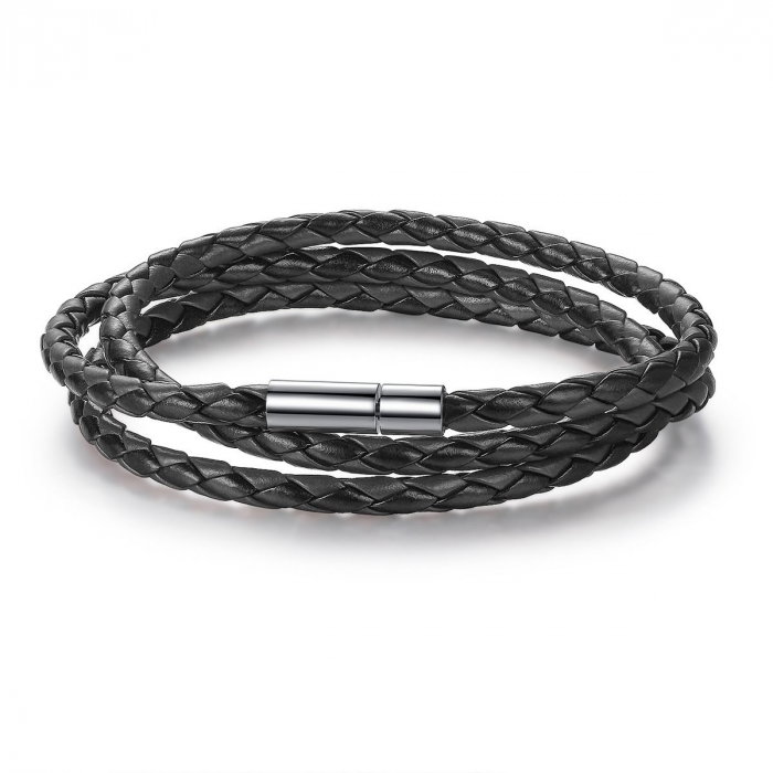 Bratara / Colier din piele neagra impletita cu inchidere magnetica, BSTF0006 [1]