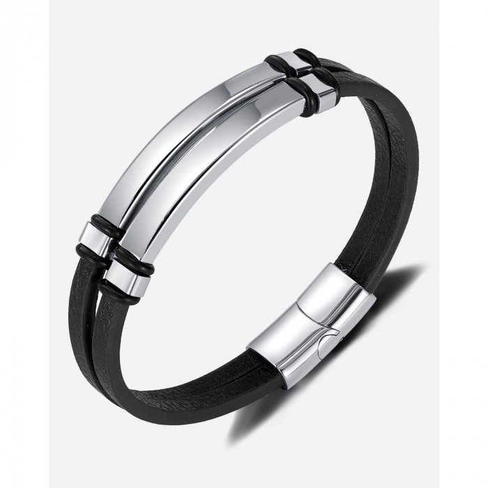 Bratara dubla inox si piele [15]