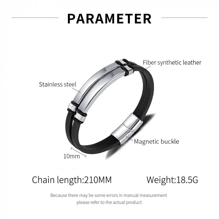 Bratara dubla inox si piele [10]