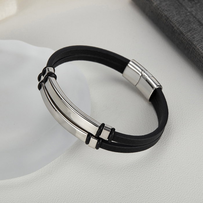 Bratara dubla inox si piele [14]