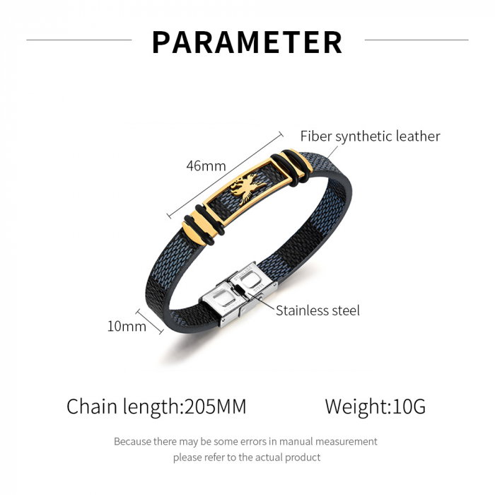 Bratara Eagle cu placuta din inox si piele [5]