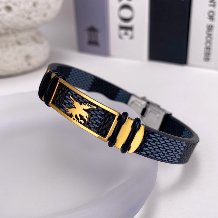 Bratara Eagle cu placuta din inox si piele [10]