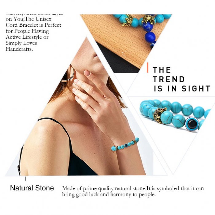 Bratara elastica cu pietre semipretioase si ochi protector BLA166 [5]