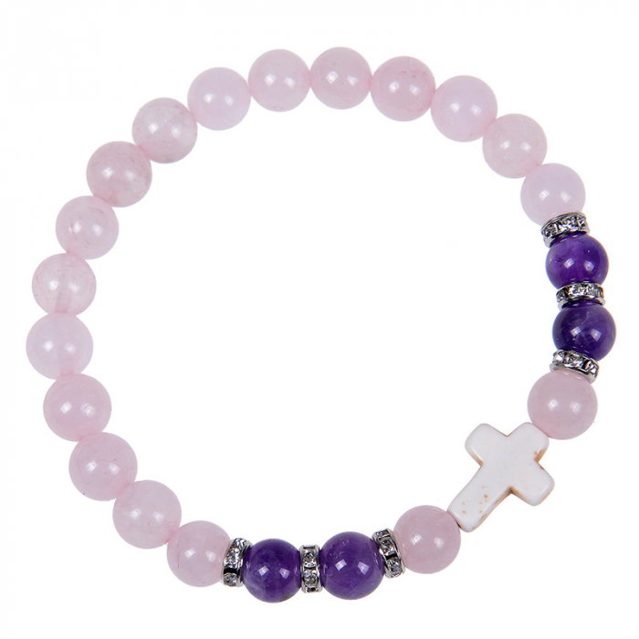 Bratara elastica cu pietre semipretioase si cruce BLA134 [2]
